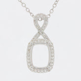 Sterling Silver Semi Mount Pendant Setting Cushion CU 9x7mm D-PJC20273P - Syzjewelry